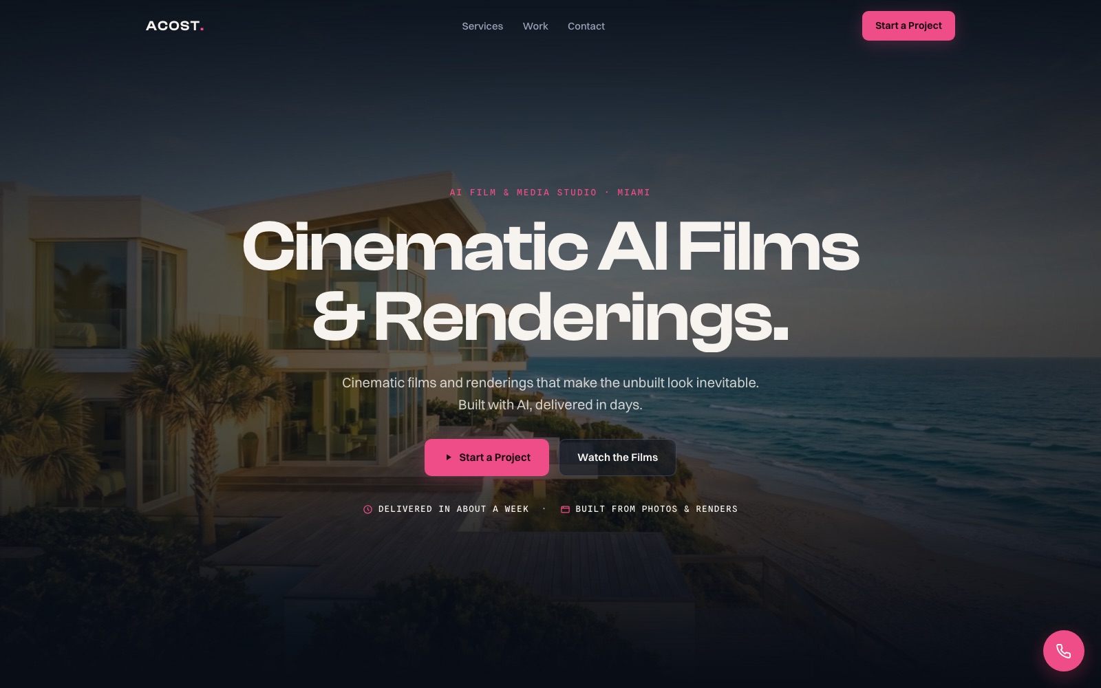 ACOST Studio cinematic AI film and rendering studio website built by Uprise