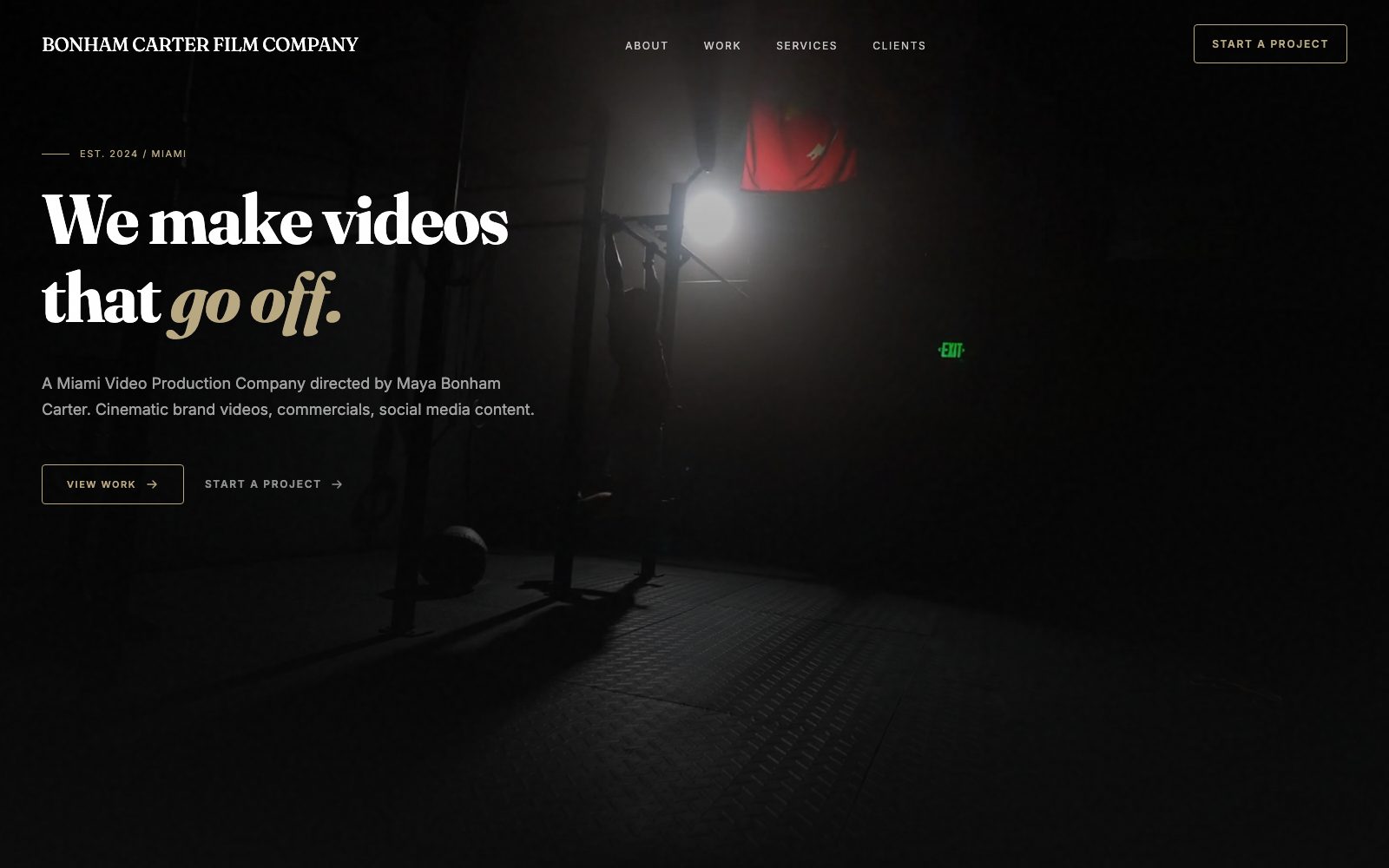 Bonham Carter Film Company Miami video production website built by Uprise