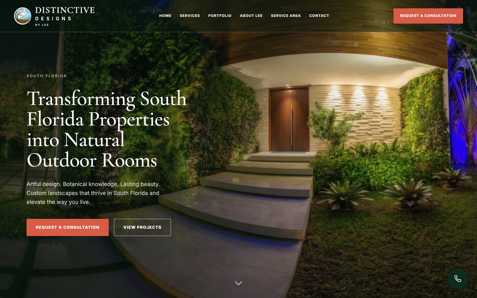 The redesigned Distinctive Designs by Lee landscaping website